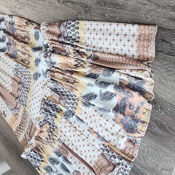 NEW! TRIBAL JEANS Border Sleeveless Tiered Patchwork Print Maxi Dress XS - Picture 3 of 8